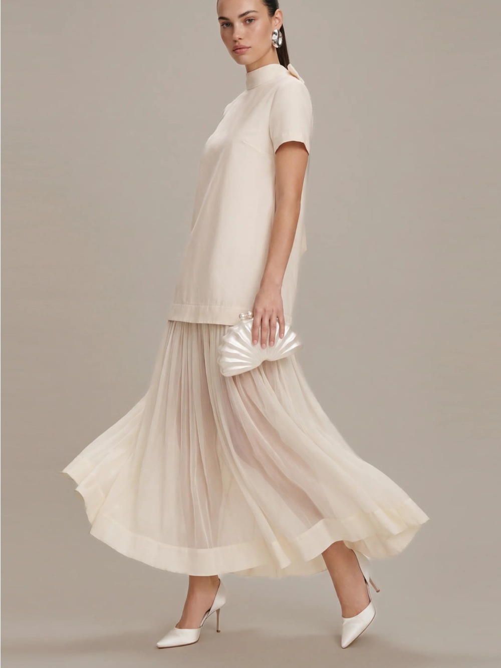 NWT O.P.T.  Elowen Elegant Structured Bodice Drop Waist w/ Chiffon Size Medium